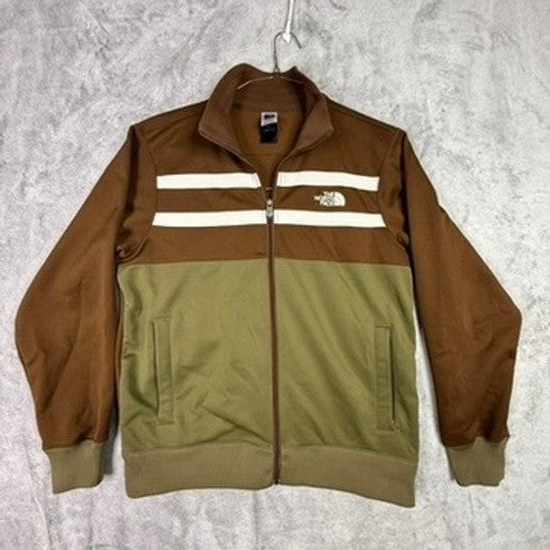 The North Face Track Jacket Brown Olive Green White Stripe Full Zip Mens M