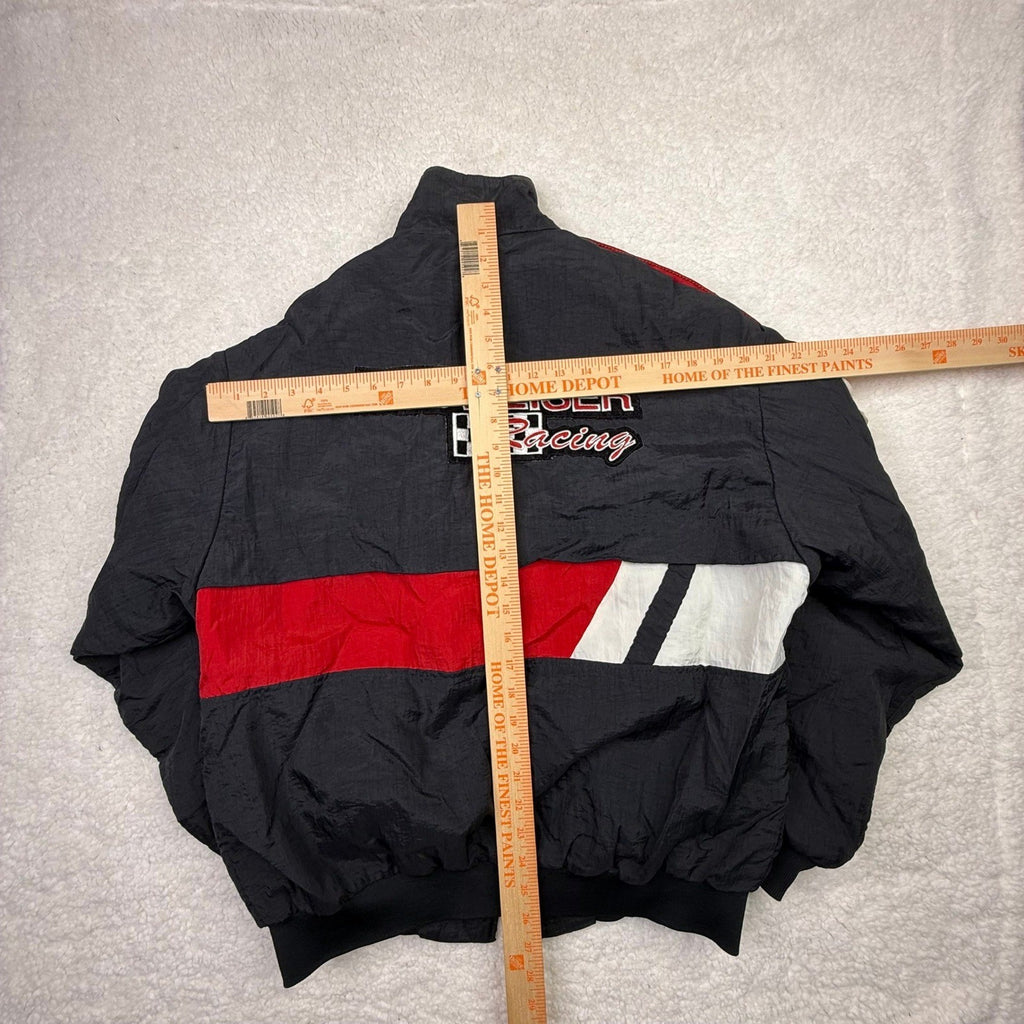 Vintage Budweiser Racing Team Jacket Mens Black Red White Embroidered Logo