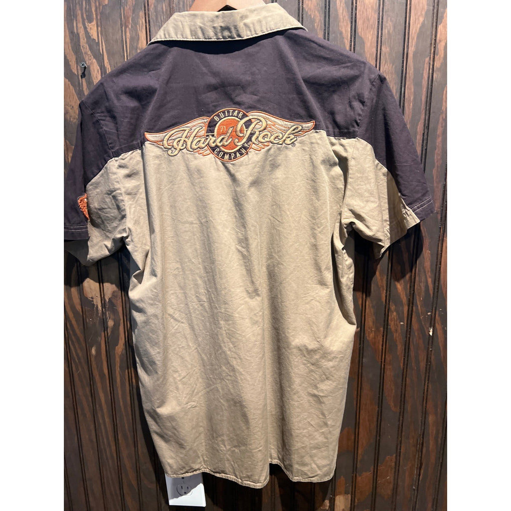 Hard Rock Guitar Company Hollywood FL Work Shirt Black Tan Mens XL 22x31