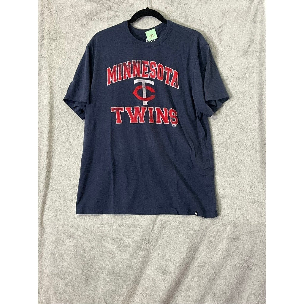 Minnesota Twins T Shirt Navy Blue Short Sleeve Baseball MLB 47 Brand Mens Large
