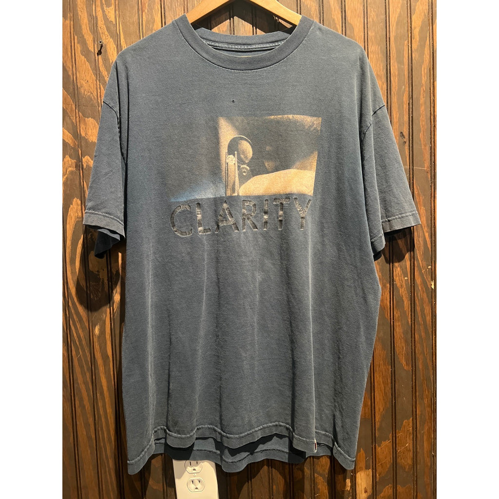 Vintage Faded Black Clarity Graphic T-Shirt Distressed Streetwear Tee