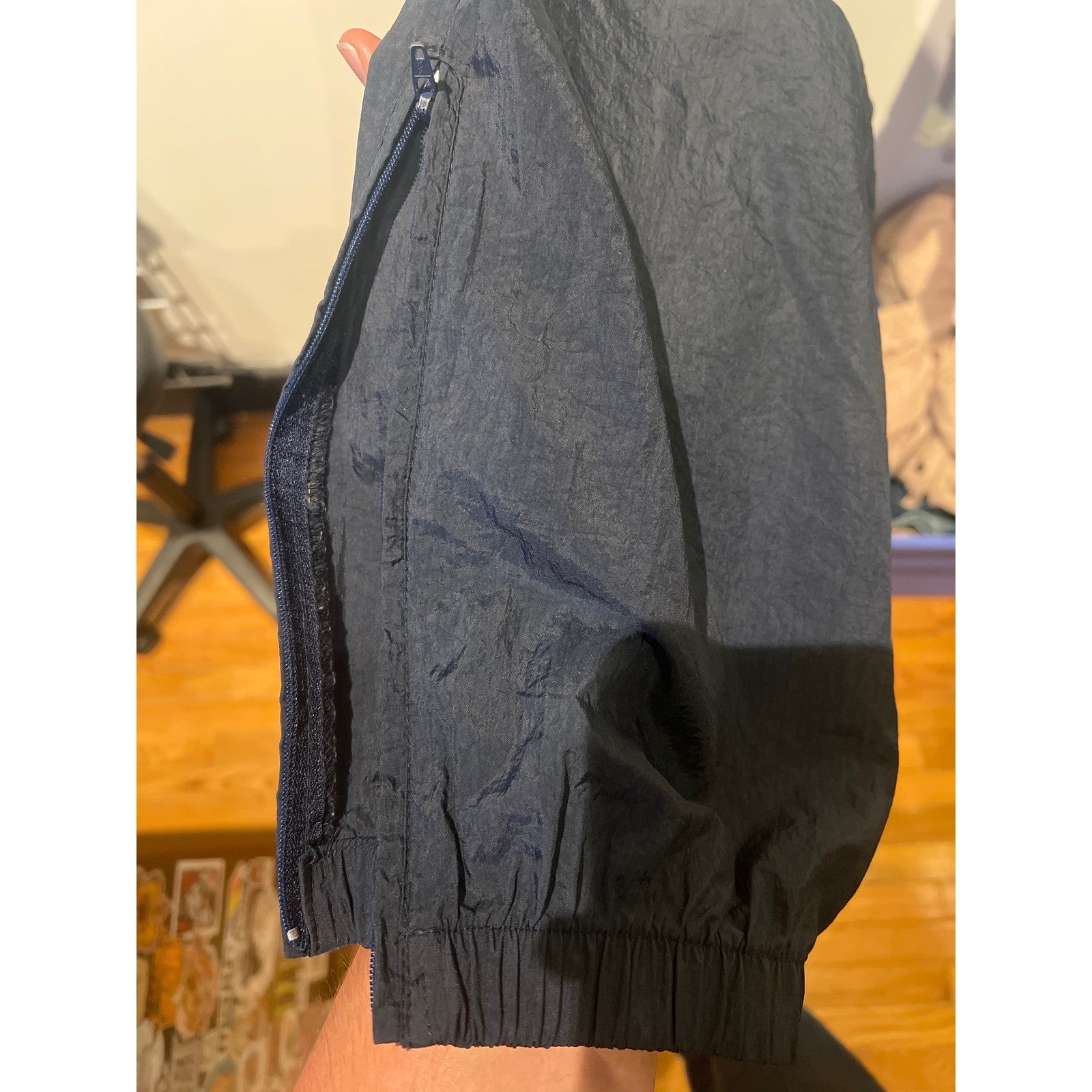 Adidas Originals Mens Navy Blue Nylon Windbreaker Track Pants Trefoil Logo XL