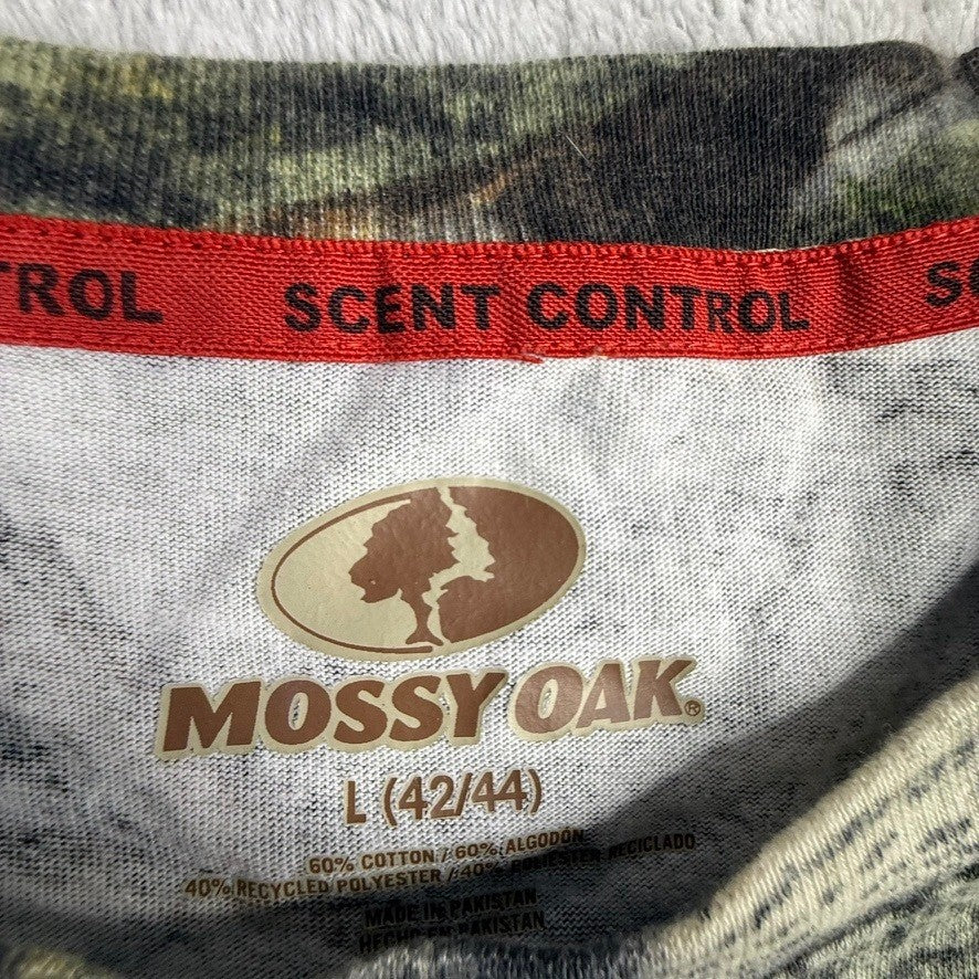 Mossy Oak Men Large Birch Camo Long Sleeve Scent Control Hunting T-Shirt L 42/44