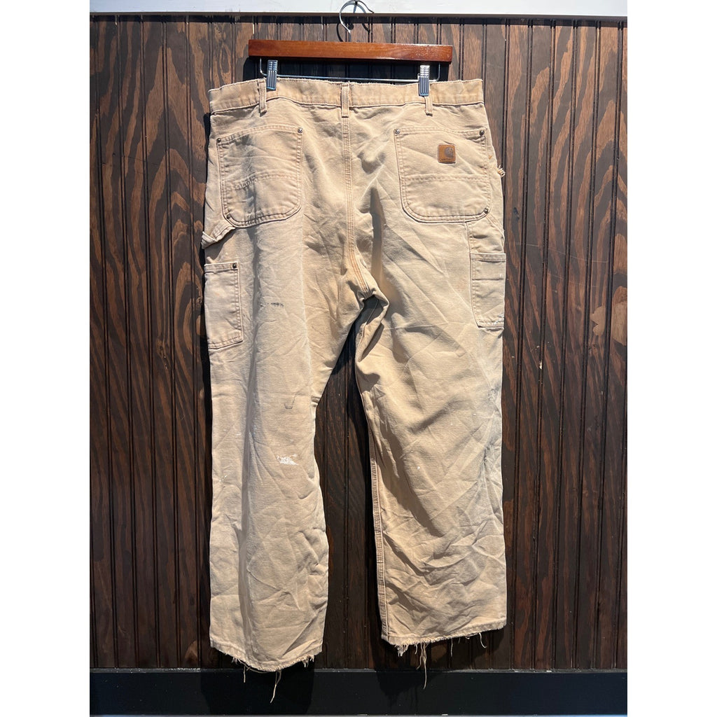 Vintage Carhartt Double Knee Work Pants Distressed Tan Duck Canvas 38x27