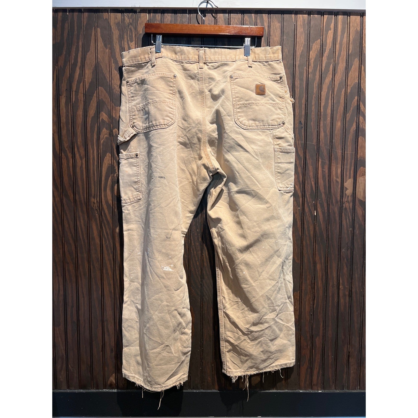 Vintage Carhartt Double Knee Work Pants Distressed Tan Duck Canvas 38x27