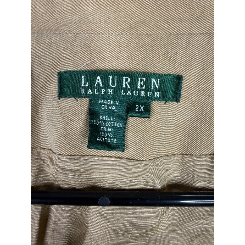 Vintage Lauren Ralph Lauren Tan Cotton Blazer Jacket Women's Plus 2X