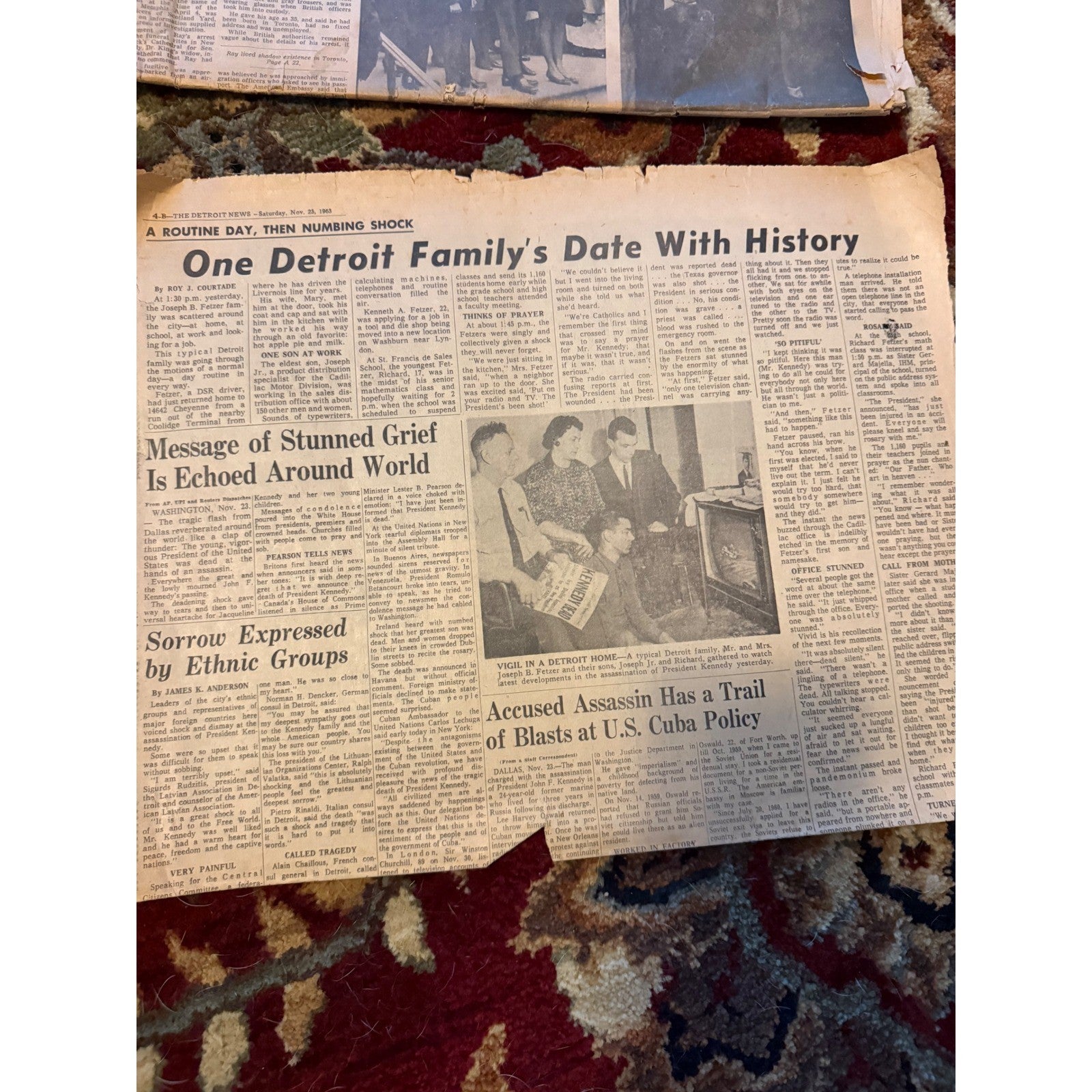 The Detroit News Nov 22 1963 JFK Assassination Original Newspaper Page History