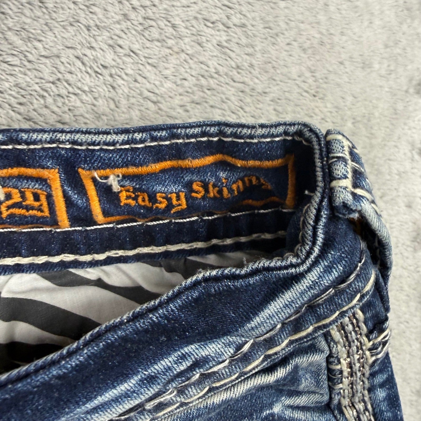 Rock Revival Nuri Easy Skinny Jeans Women's Size 29 Blue Wash Embellished