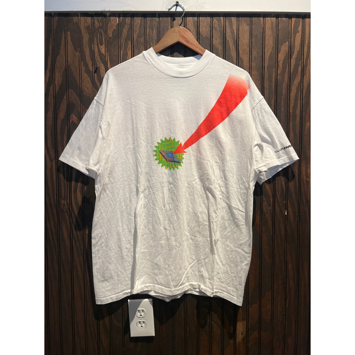 Vintage 90s Intel OverDrive T Shirt Hanes Beefy-T Single Stitch White XL USA