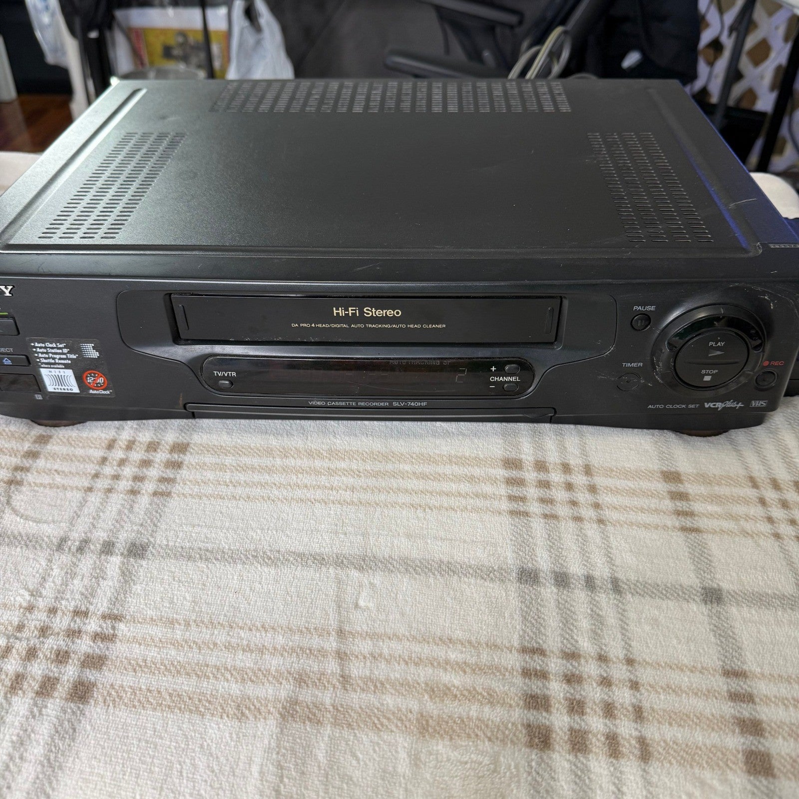 Sony SLV-740HF VHS VCR 4-Head Hi-Fi Stereo Video Cassette Recorder Black