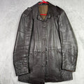 Vintage 90s CSL Suedes Black Leather Coat Mens L Distressed Genuine Leather