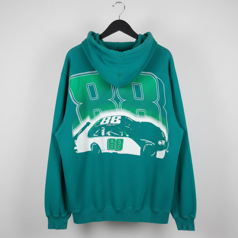 Adidas Dale Earnhardt Jr 88 NASCAR Racing Hoodie Green Mens XL 3-Stripe Pullover
