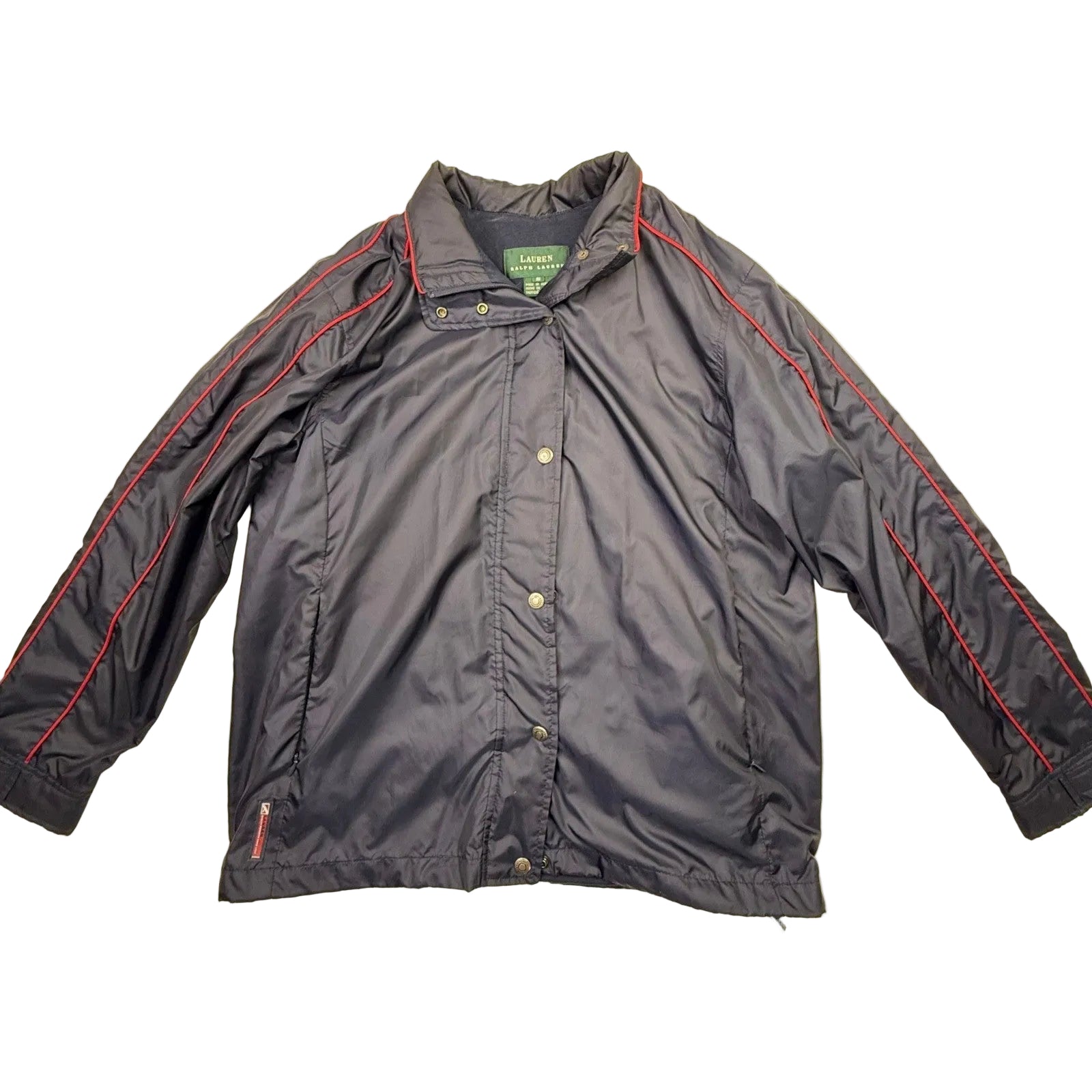 Lauren Ralph Lauren Mens Navy Blue Red Trim Full Zip Casual Jacket Size S