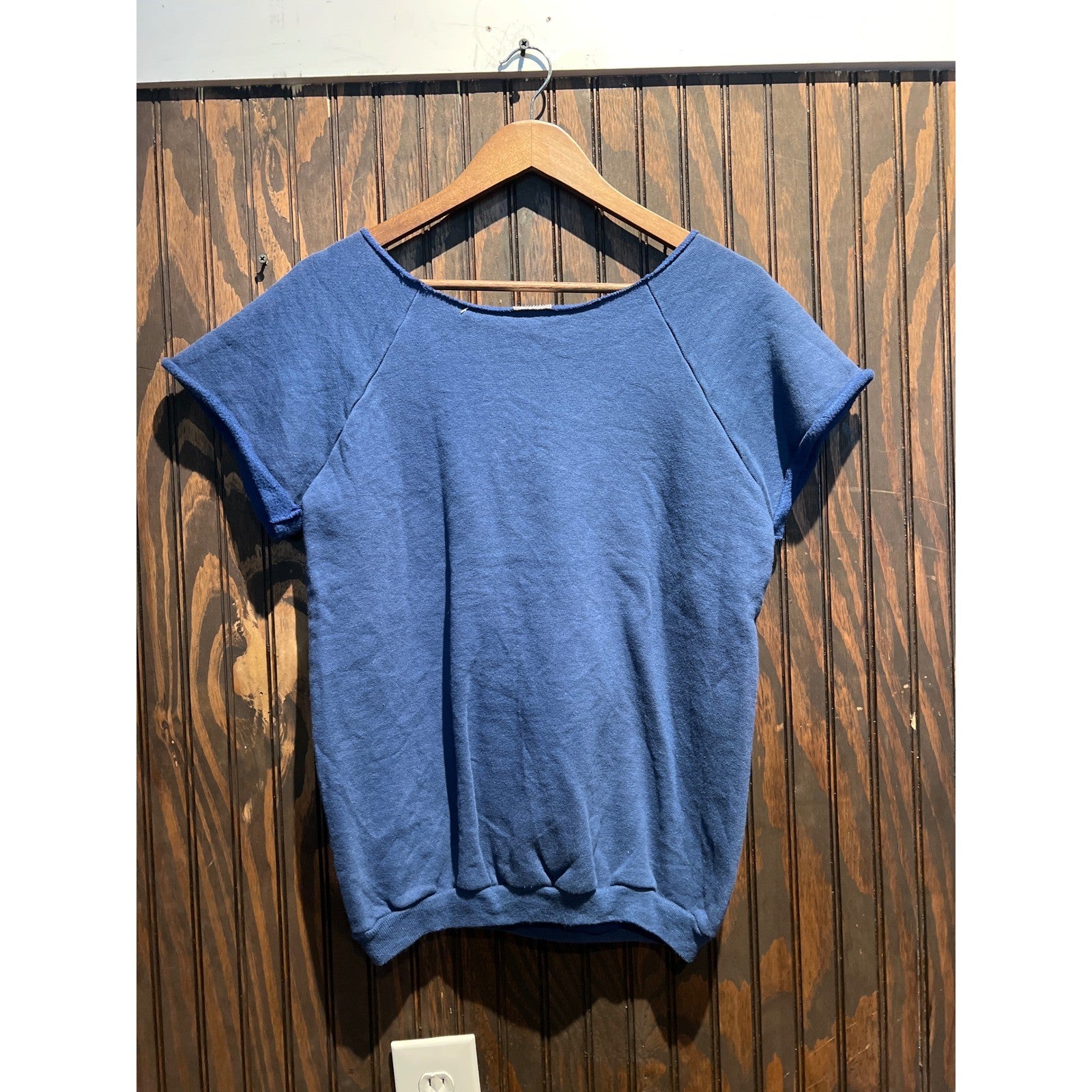 Vintage Olympic Power Fitness Center Short Sleeve Cut Off Sweatshirt Blue 18x23