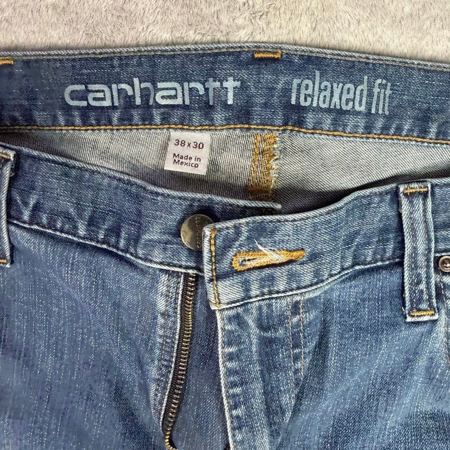 Carhartt Relaxed Fit Blue Denim Jeans Mens 38x30 Workwear Casual