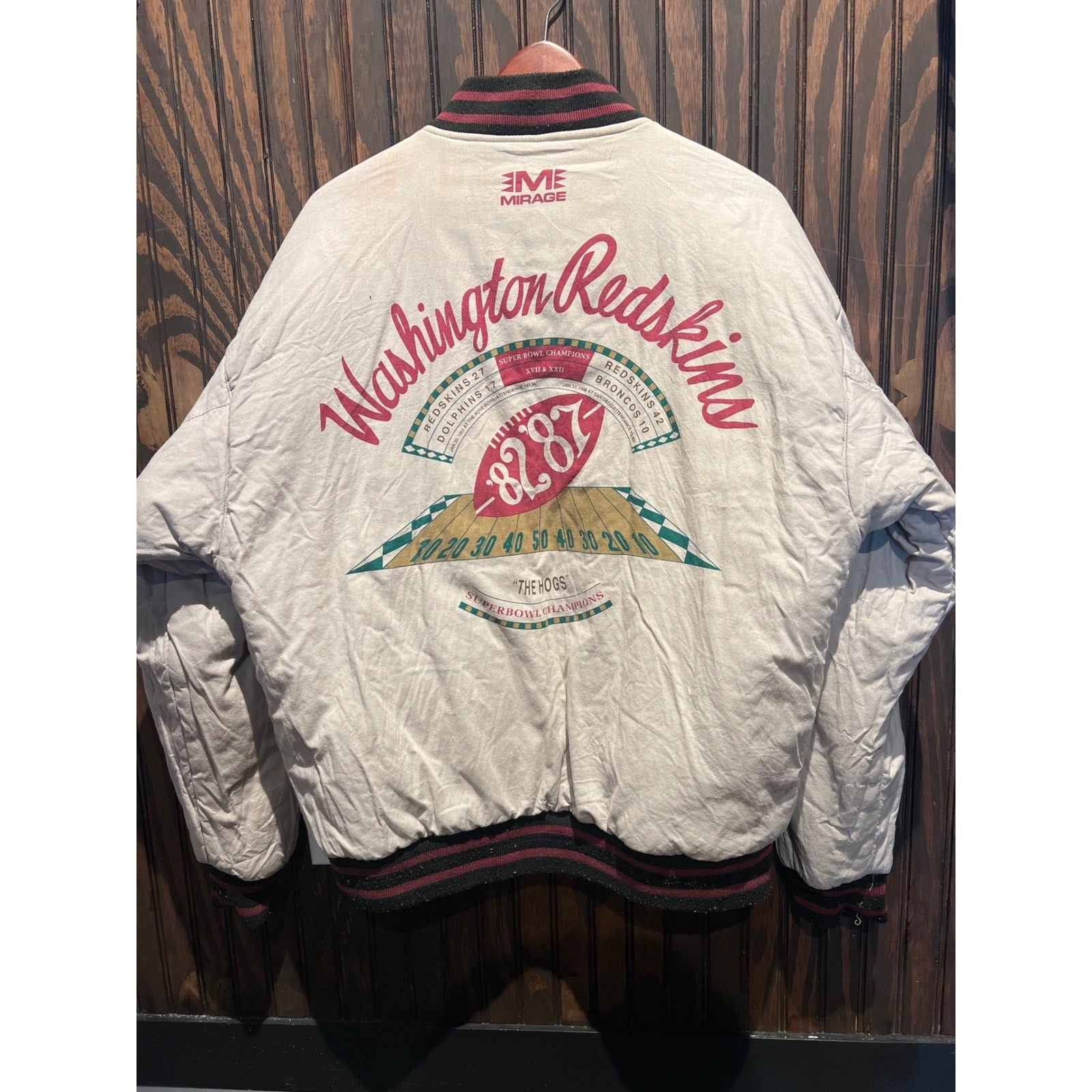 Vintage Mirage Washington Redskins Reversible Jacket Large NFL Throwbacks 82 87