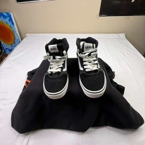 Vans SK8 High Top Shoes Black White Suede Canvas Men Size 7.5