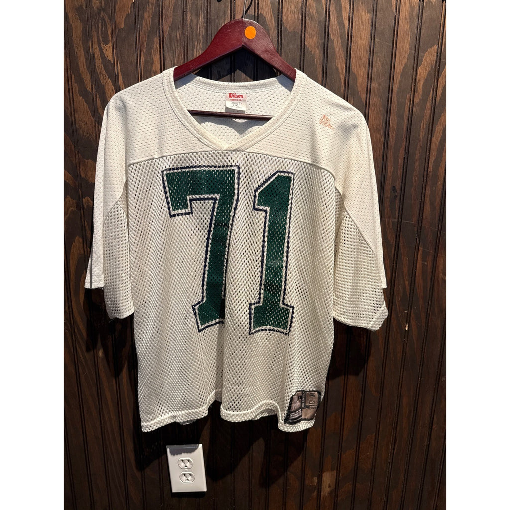 Vintage 1990s No Fear Wilson Mesh Football Jersey White Green Mens L XL