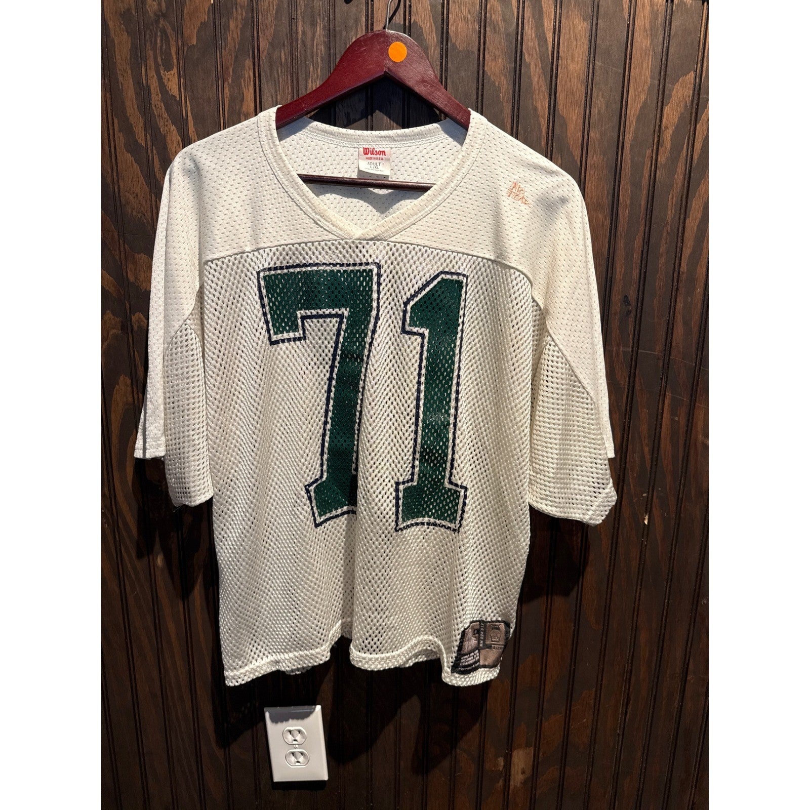 Vintage 1990s No Fear Wilson Mesh Football Jersey White Green Mens L XL