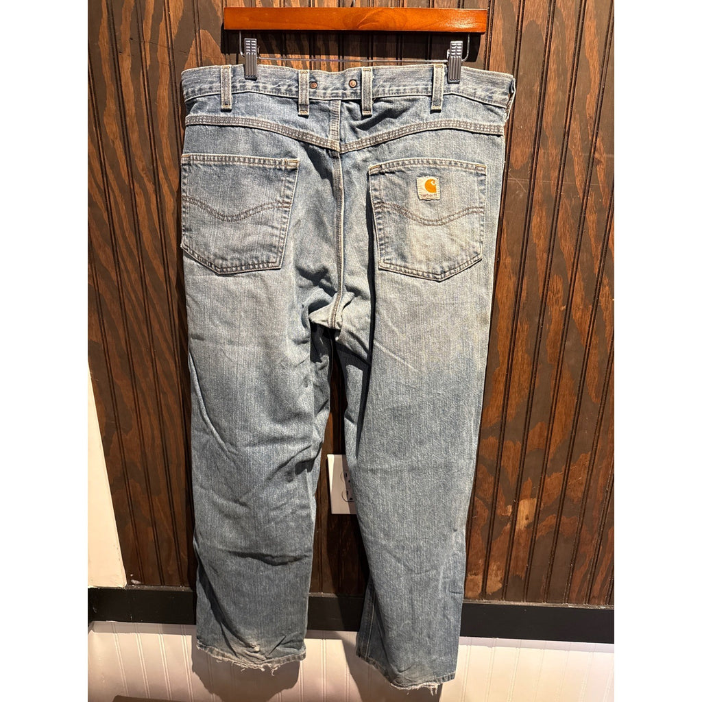 Vintage Carhartt Distressed Work Dungarees Jeans Light Wash 38x32 Thrashed