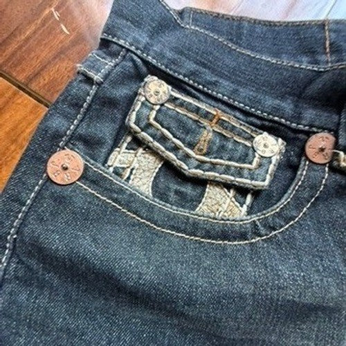 True Religion Joey Super T Mens Dark Wash Denim Shorts Size 36 Y2K Streetwear