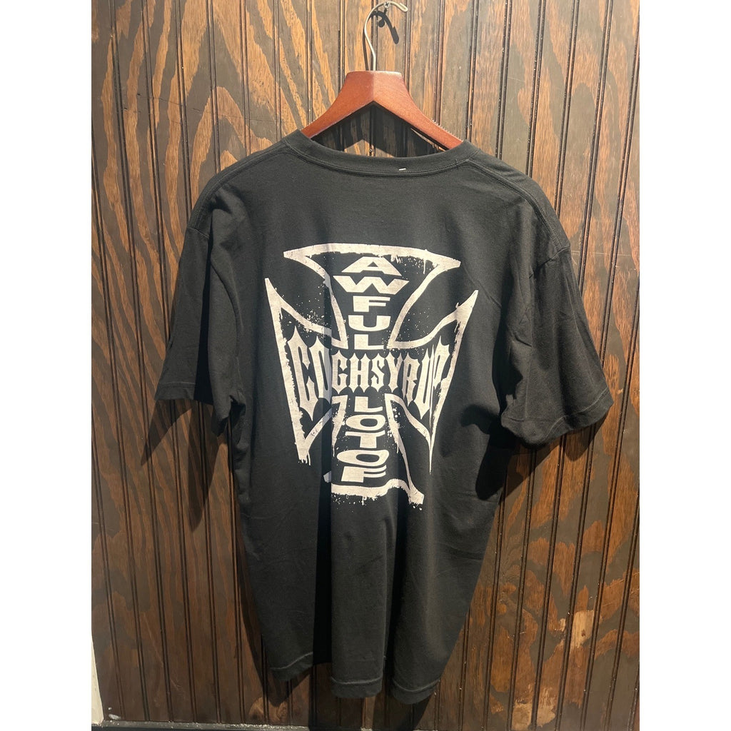 Cough Syrup Black Graphic Pocket T-Shirt West Coast Choppers Iron Cross Logo XL
