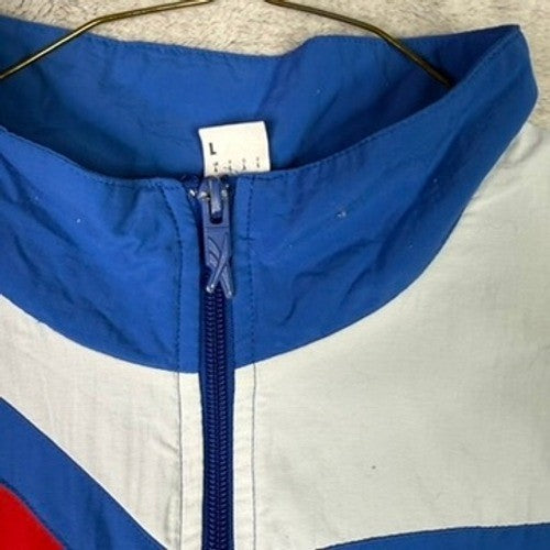 Reebok Track Jacket Blue Red White Color Block Full Zip Windbreaker Mens L