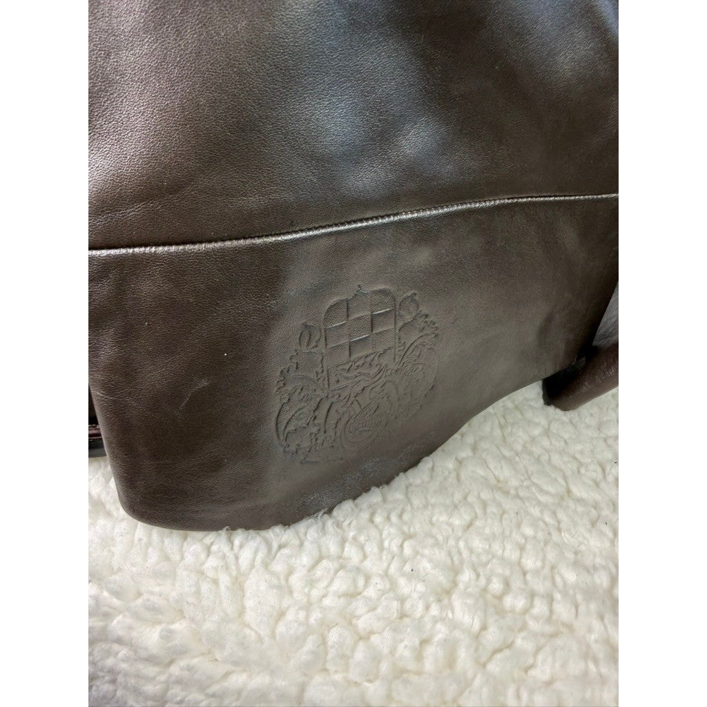 Vince Camuto Brown Leather Slouchy Knee High Boots Buckle Detail Side Zip