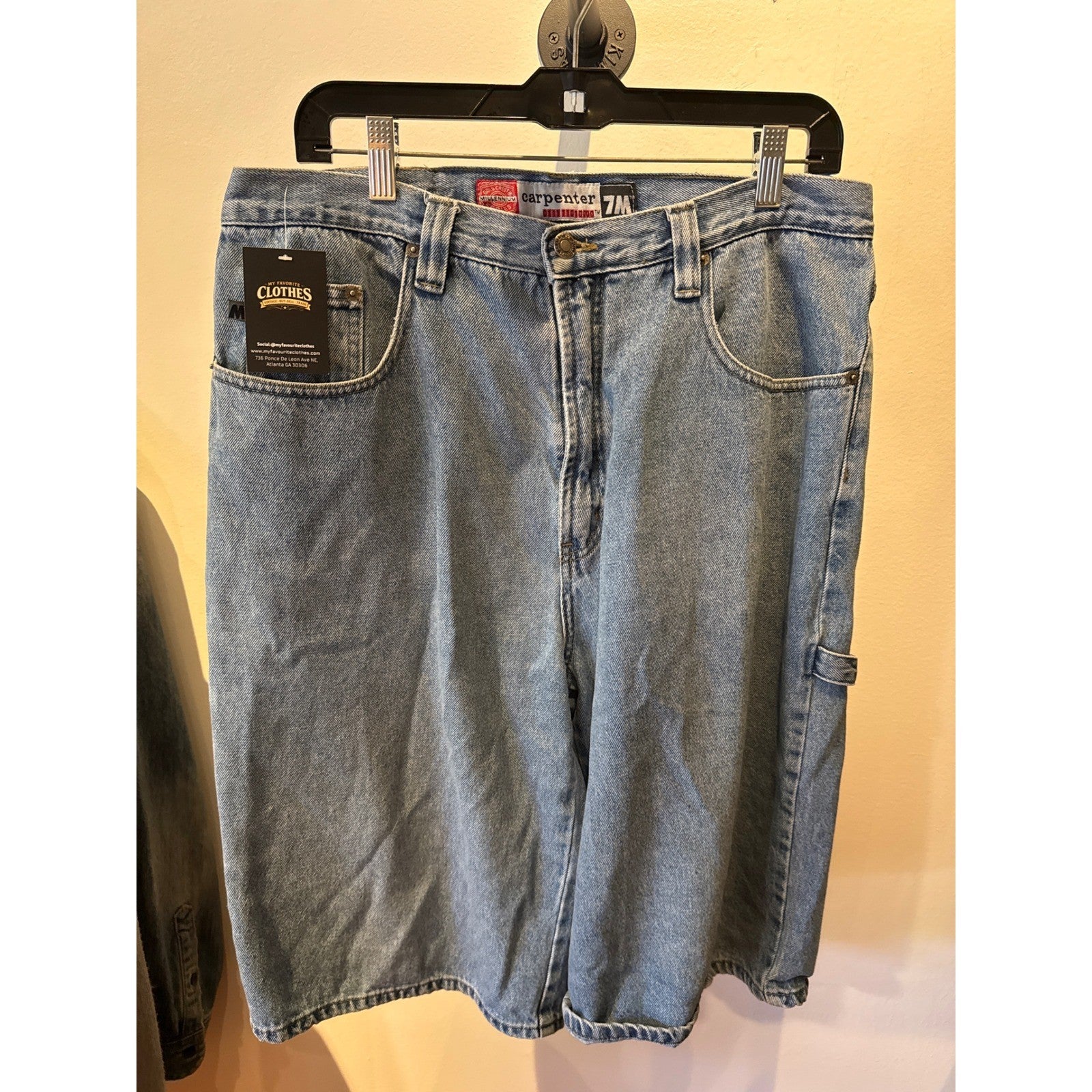 Southpole Mens Carpenter Denim Shorts Blue Baggy Y2K Streetwear 34 x 13