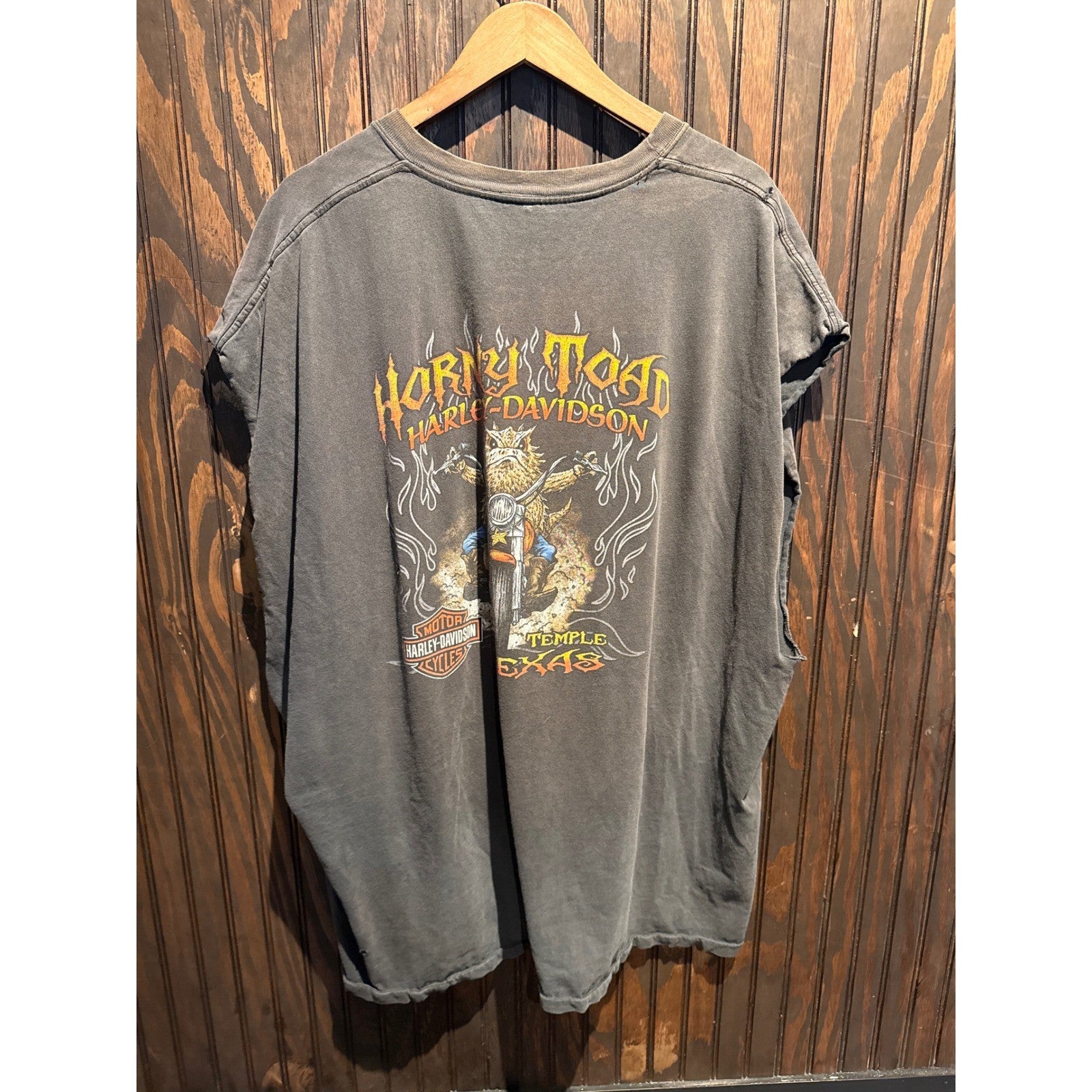 Harley-Davidson Regiments Sleeveless Pocket T-Shirt Faded Black Distressed Biker