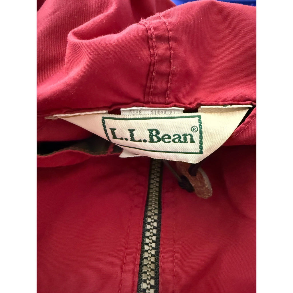 LLBean Colorblock Anorak Hooded Jacket Pullover Red Green Teal Size Large