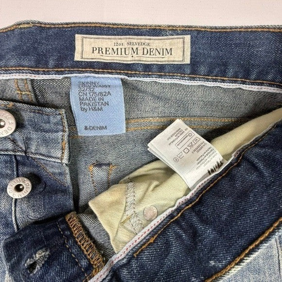 H&M Men's Skinny Jeans Premium Denim 12oz Selvedge Blue Wash Size 32x32
