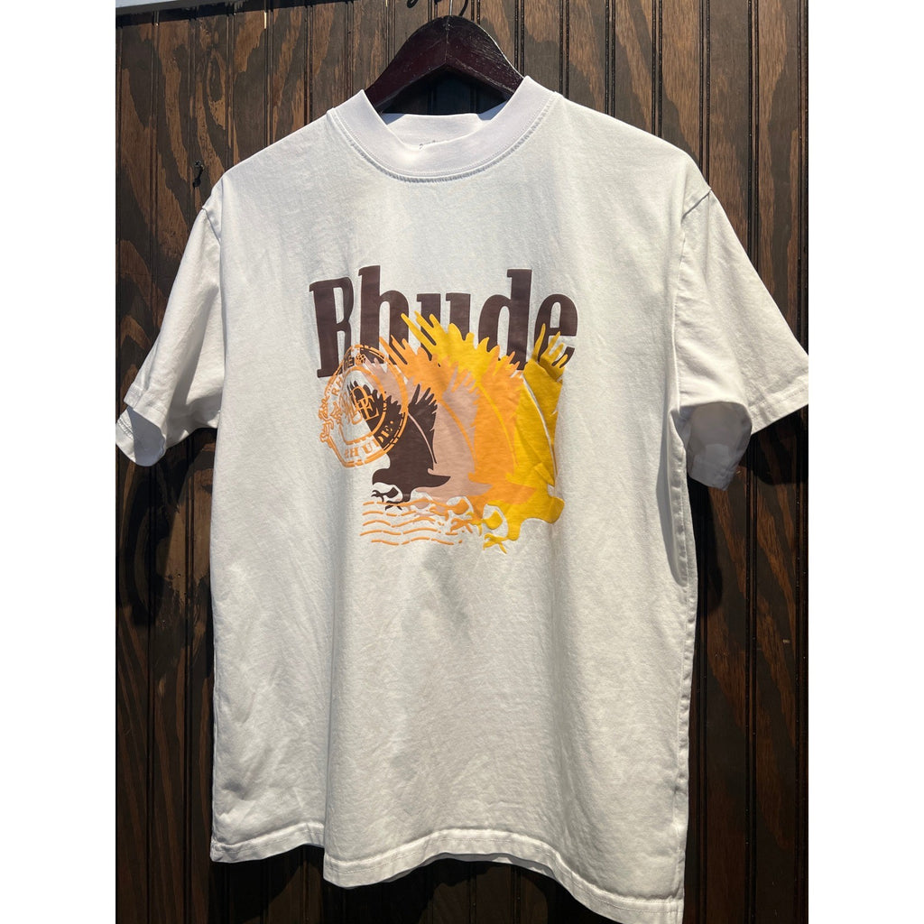 Rhude White Graphic Eagle Crest T-Shirt Size Medium Streetwear Tee