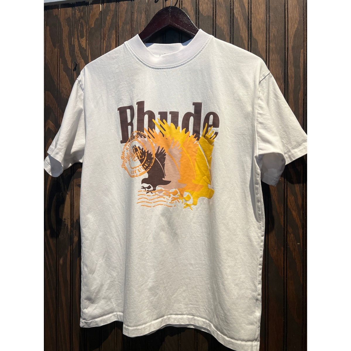 Rhude White Graphic Eagle Crest T-Shirt Size Medium Streetwear Tee