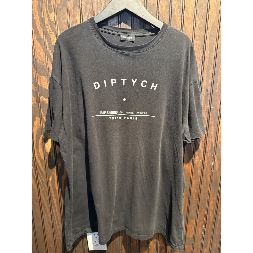 Raf Simons Diptych Paris FW19 Black Graphic T-Shirt Oversized Mens XL