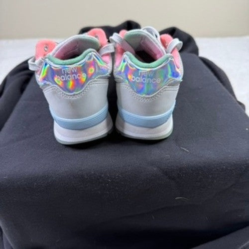 New Balance 574 Kids Shoes Size 2 Youth Gray Pink Green Holographic Accents