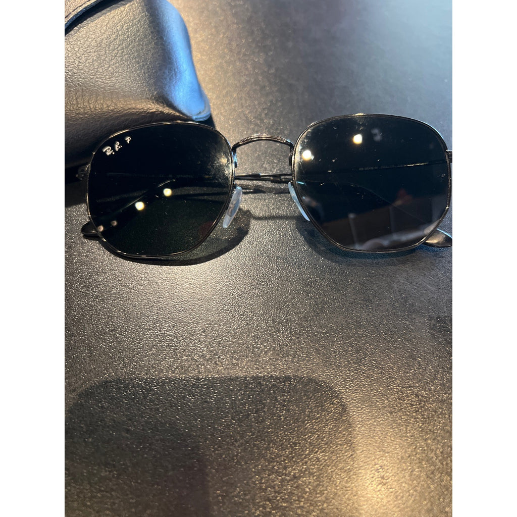 Ray-Ban RB3548-N Hexagonal Flat Lenses Polarized Sunglasses Black Metal Frame