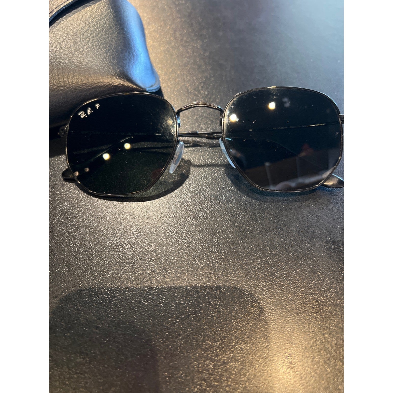 Ray-Ban RB3548-N Hexagonal Flat Lenses Polarized Sunglasses Black Metal Frame