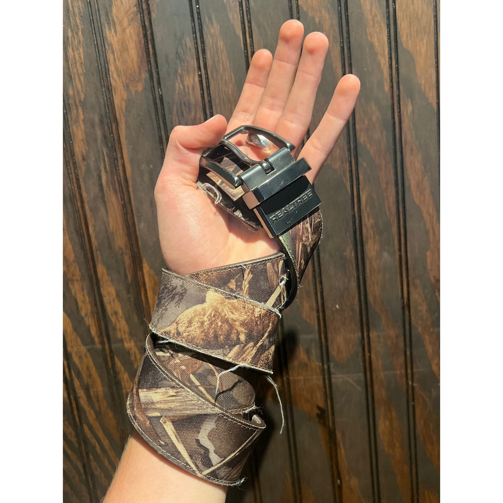 Realtree Camouflage Belt Mens Brown Tan Canvas Hunting Utility 48 Inch Buckle