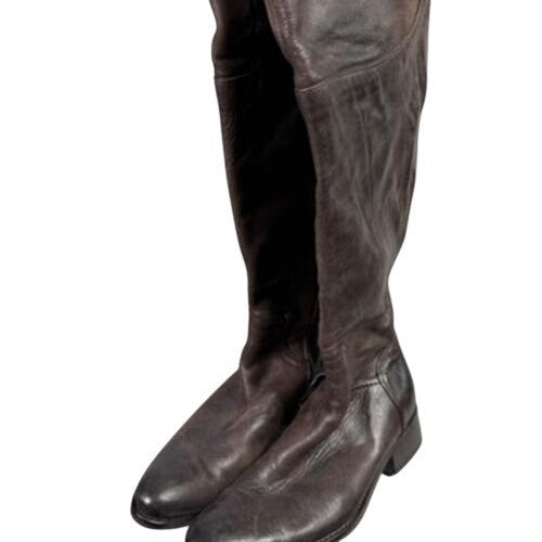 Alberto Fermani Dark Brown Leather Knee High Boots Side Zip Women Size 35.5