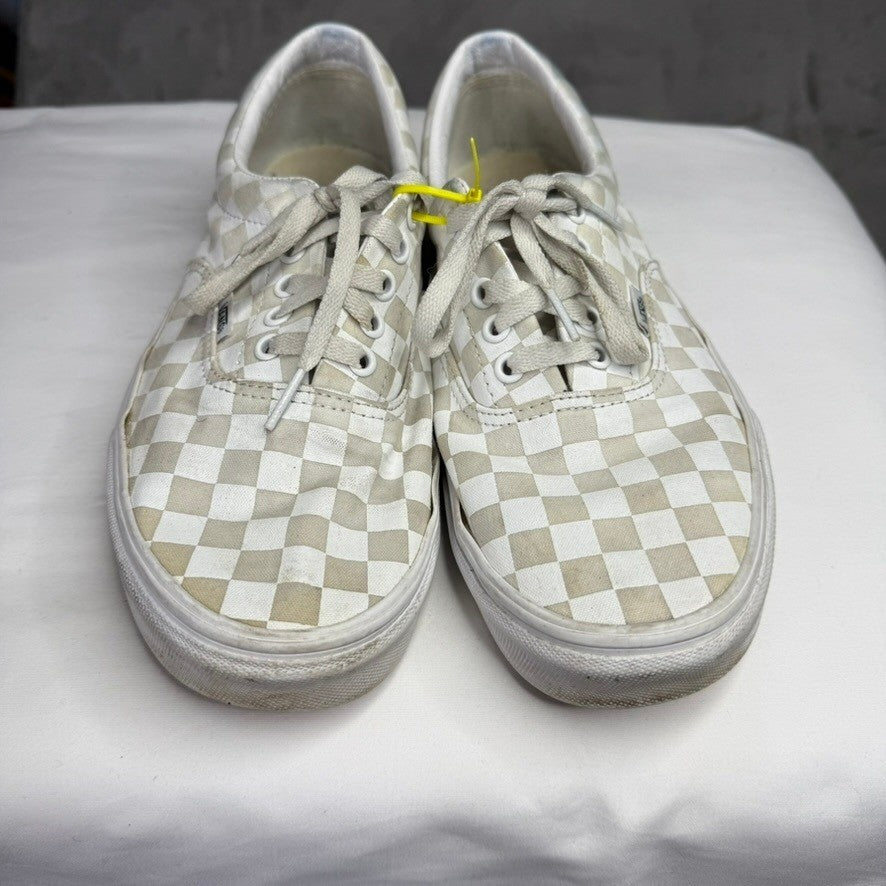 Vans Era Checkerboard Low Top Sneakers White Tan Casual Skate Shoes