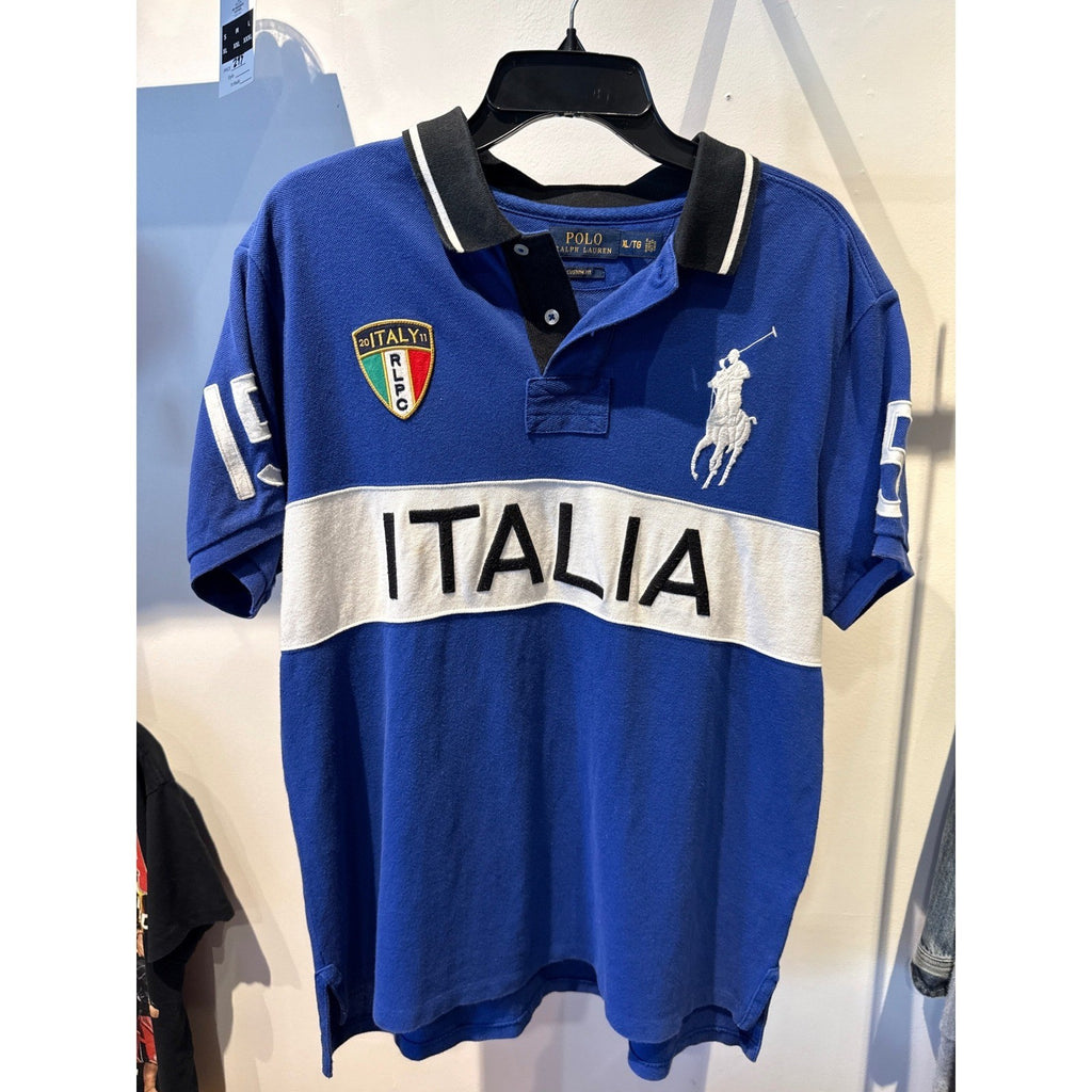 Polo Ralph Lauren Italy Big Pony Polo Shirt Mens XL Royal Blue Custom Fit RLPC