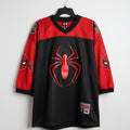 Marvel Comics Spider-Man Hockey Jersey Red Black Embroidered Mesh Mens Medium 62