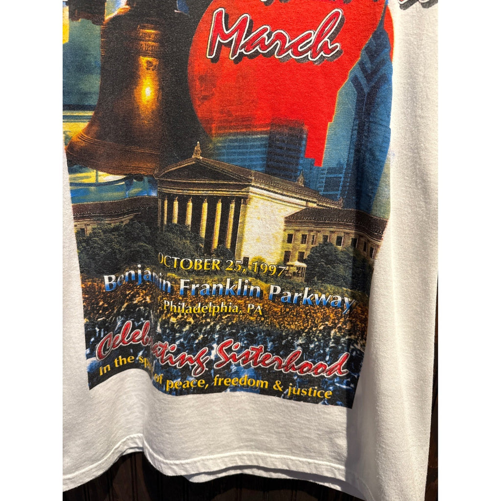 Vintage 1997 Million Woman March Philadelphia T-Shirt Fruit of the Loom XL White