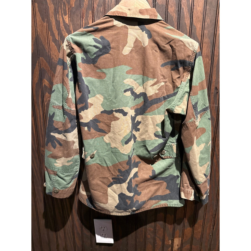 Vintage US Army Woodland Camo BDU Field Jacket Military Combat Coat Small 20x26