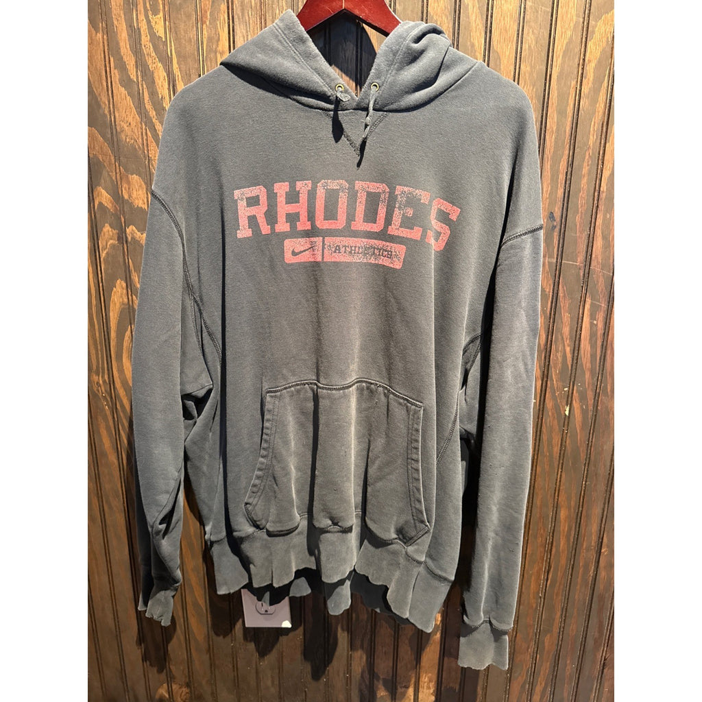 Nike Rhodes Athletics Hoodie Faded Black Vintage Distressed Pullover Mens 2XL