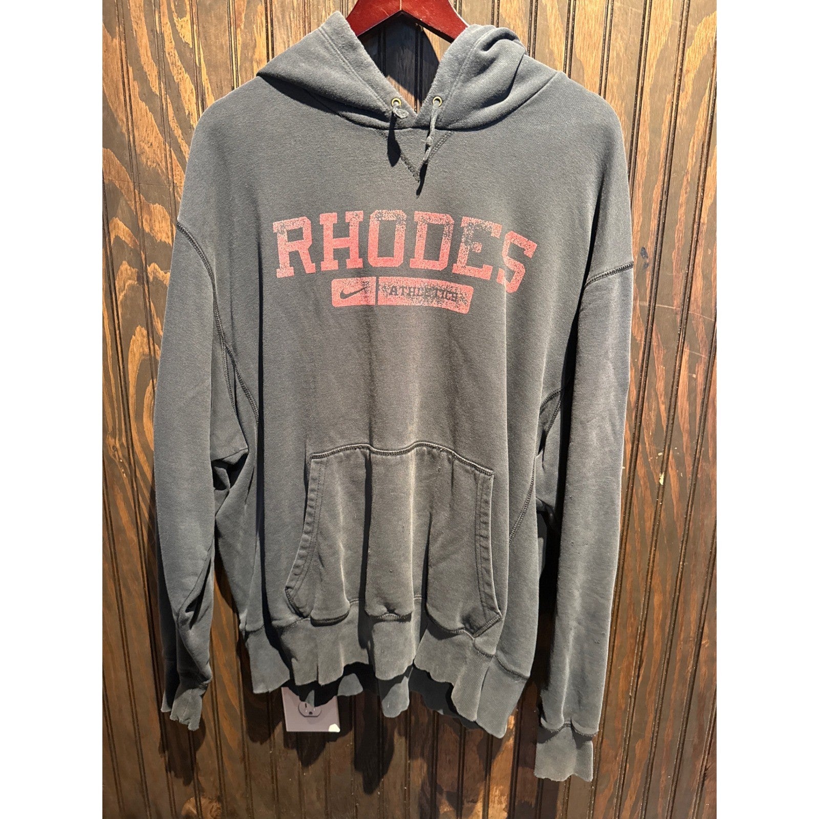 Nike Rhodes Athletics Hoodie Faded Black Vintage Distressed Pullover Mens 2XL