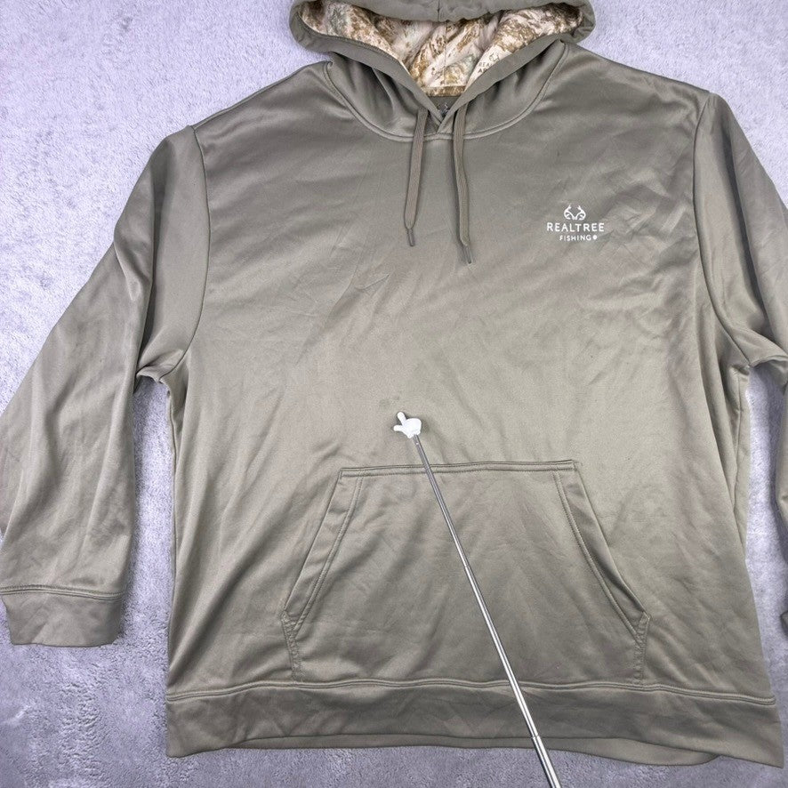 RealTree Fishing Hoodie Mens 2XL Camo Lined Pullover Hooded Sweatshirt