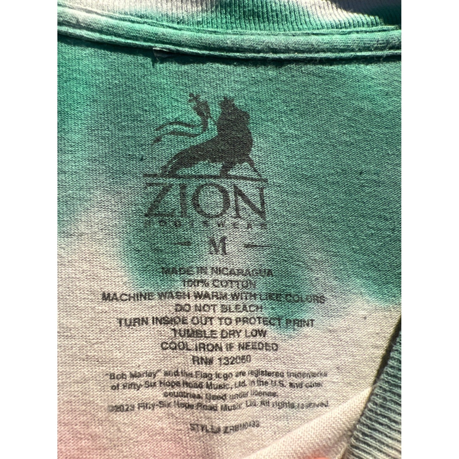Bob Marley Tie Dye Graphic T-Shirt Green Pink Reggae Music Tee Mens Medium 20x27
