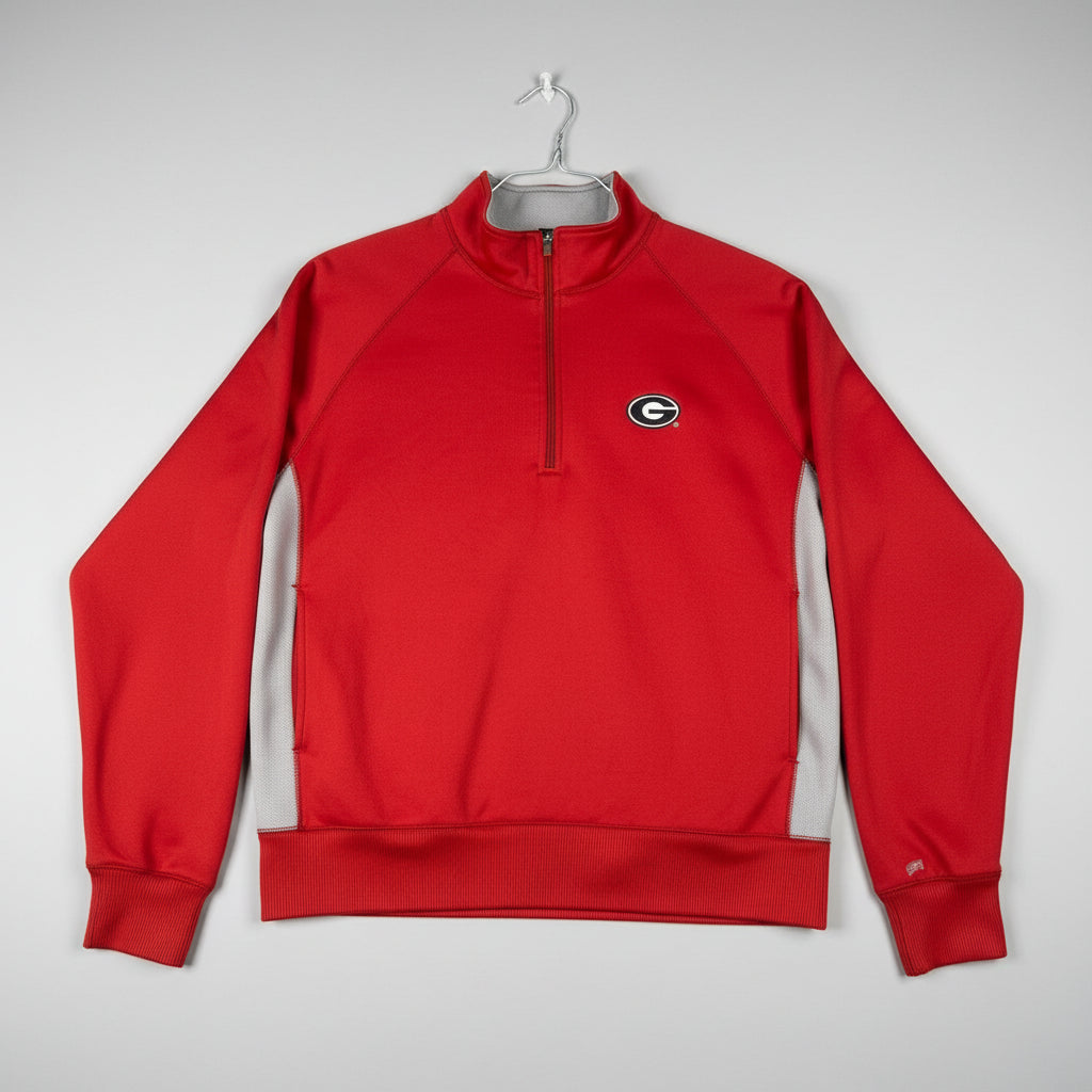 Georgia Bulldogs Quarter Zip Pullover Red Gray Athletic Sweatshirt Size Large